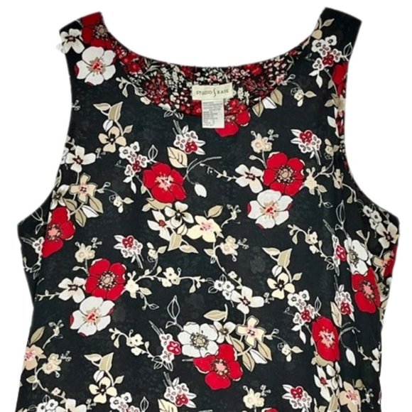 Studio Ease Reversible Maxi Shift Dress Red/White/Blue Florals - Travel - 12 - Picture 3 of 11